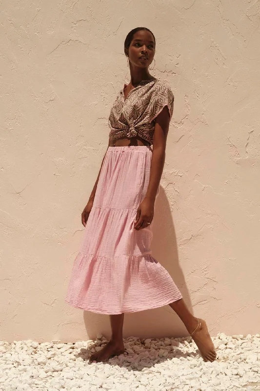 DANIELLE COTTON GAUZE SKIRT linen skirt relaxed
