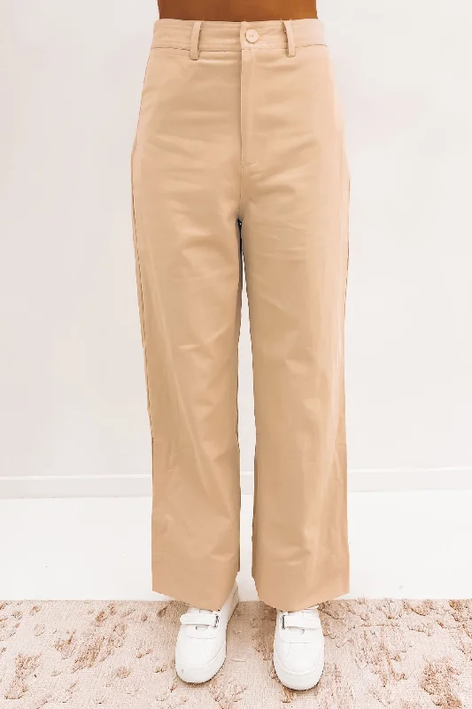 Hailie Pant Cream Comfy Zip-Up Pants