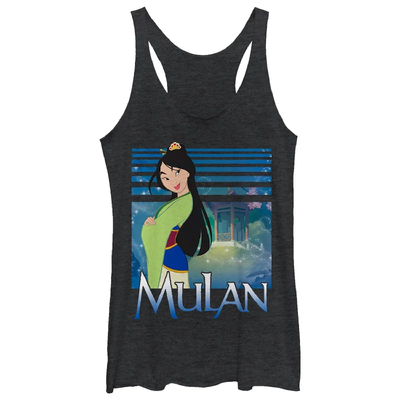 Women's Mulan Garden Blossom Racerback Tank Top silver tank top