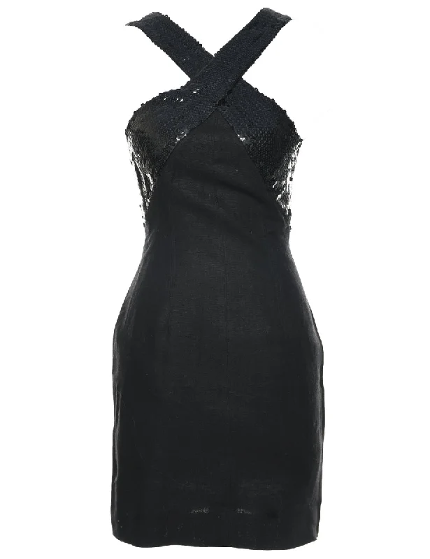 Sequinsed Black Party Dress - XS Tunics Practical easy-care
