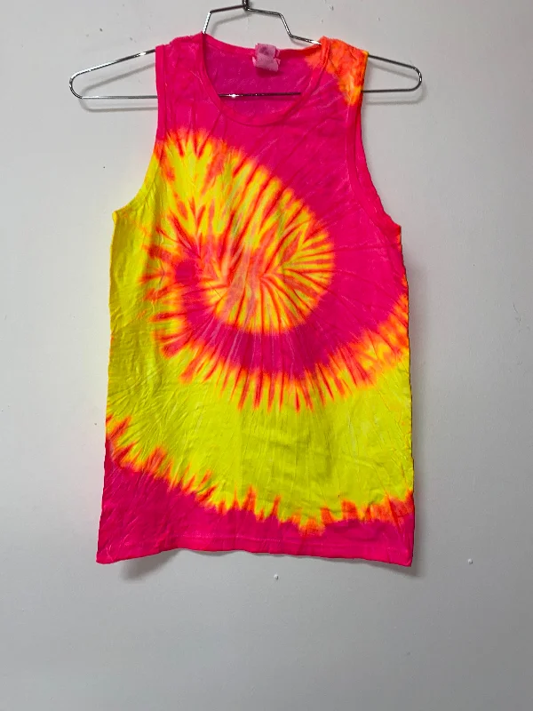Colortone (S) pink yellow orange tie dye tank layering tank top