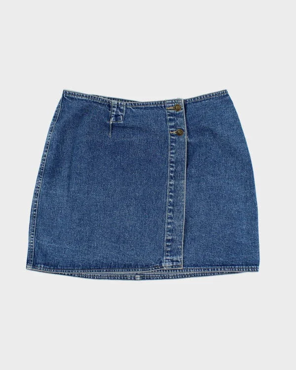 Vintage Y2k 00s Attitude Denim Wrap Skirt - S high slit skirt