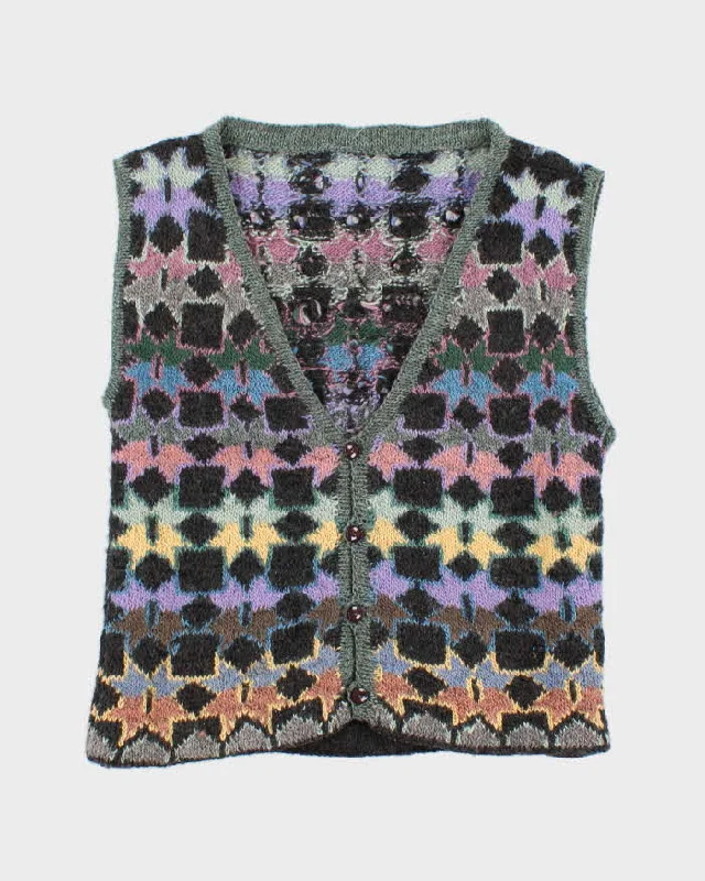 Darling Vintage Handmade Knit Cardigan Vest - S Cable Knit Ribbed Knit Lace Knit