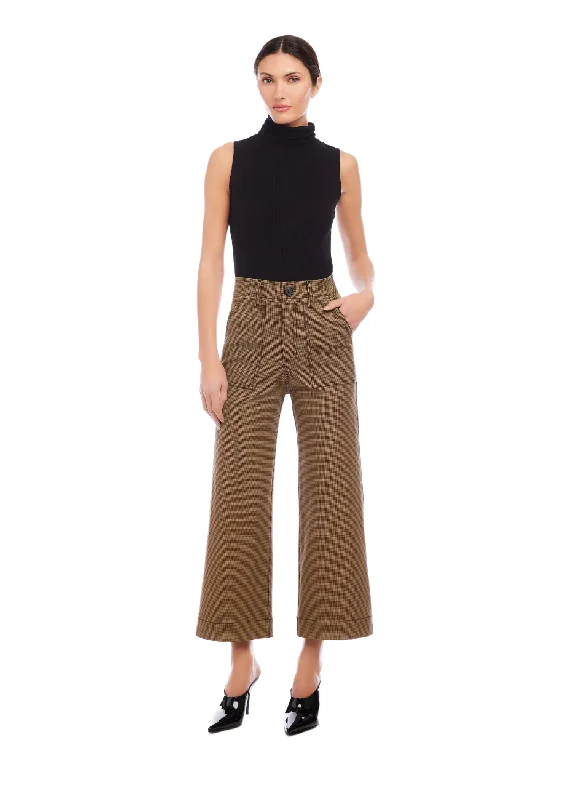 RYLEE HOUNDSTOOTH CROP PANTS Comfortable Wide-Leg Pants