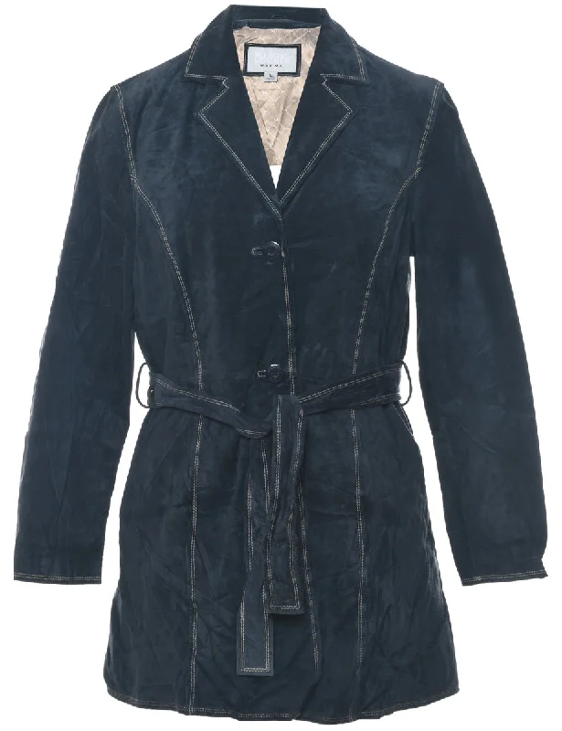 Wilson Navy Belt Fasten Suede Jacket - L Toggled Jacket Drawstring Jacket Belted Jacket Wilson Navy Belt Fasten Suede Jacket - L Toggled Jacket Drawstring Jacket Belted Jacket