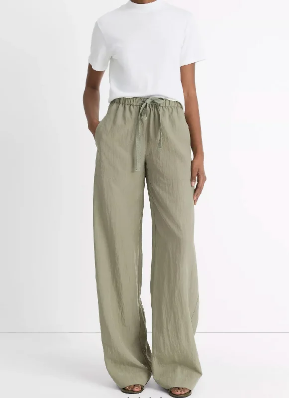 Mid-Rise Utility Drawstring Pant Comfortable Wide-Leg Pants