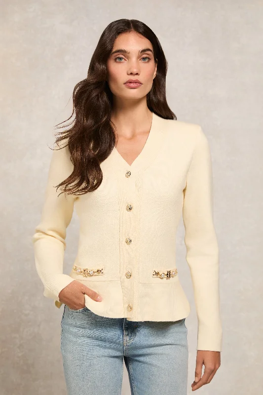 Patricia Cardigan (Natural) Fitted Slim Tailored