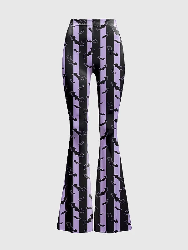 Womens Pastel Gothic Stripe Flare Pants Classic Straight Pants
