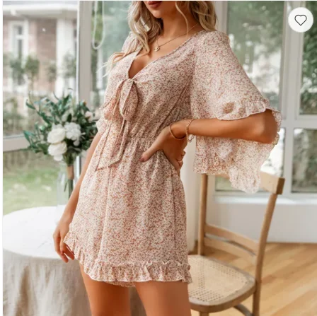 Ladies V-neck High-waisted Floral Wide-leg Pants Cozy Knit Pants