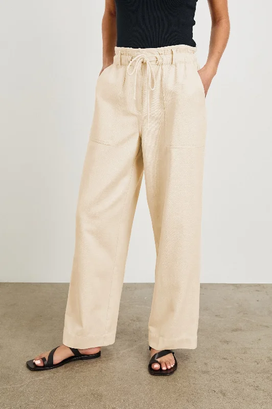 RYAN PANT - ECRU Trendy Wide-Legged Trousers