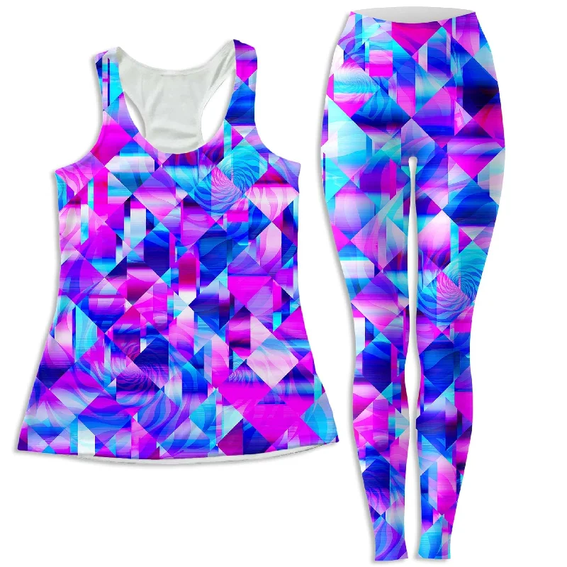 Blossom Trippy Women's Tank and Leggings Combo peach tank top