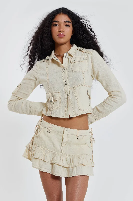 Santal Linen Cargo Mini Skirt tulle skirt dreamy