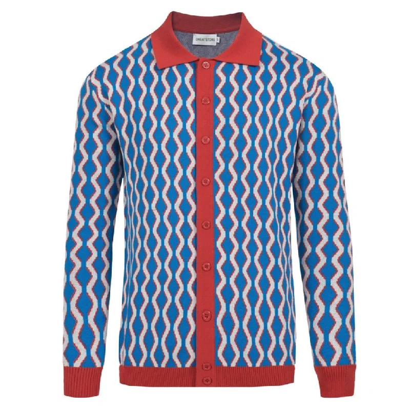 Men's Retro Pattern Knit Cardigan – Vintage Long-Sleeve Sweater for Timeless Style Polka Dot Checkered Tartan