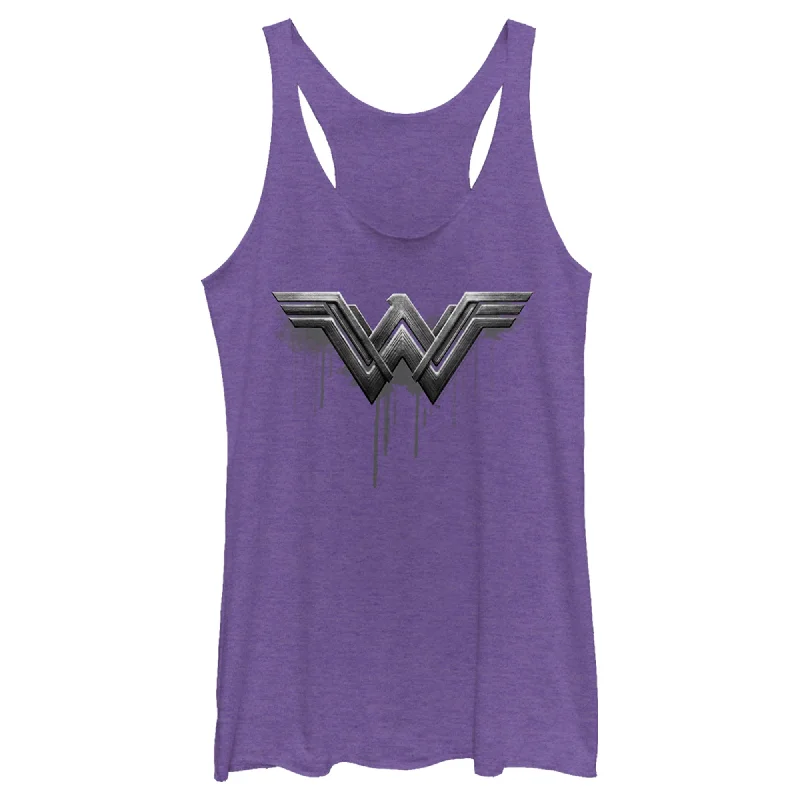 Women's Zack Snyder Justice League Wonder Woman Silver Logo Racerback Tank Top striped tank top