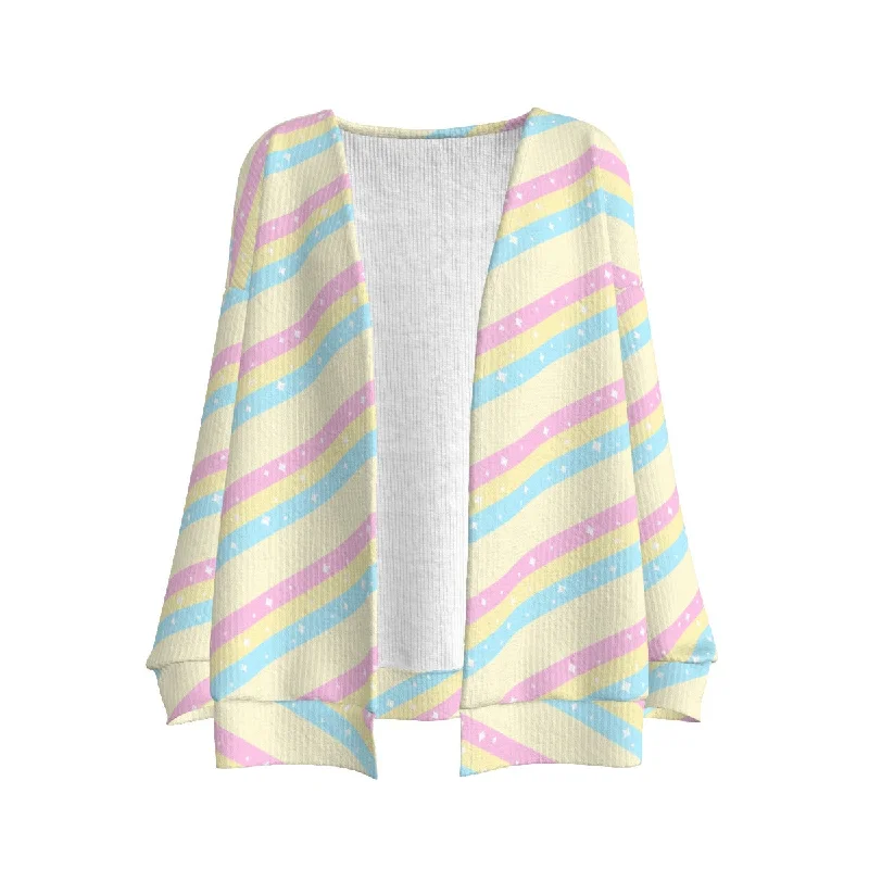 Teatime Fantasy Yellow Rainbow Open Front Cardigan Knit Fabric Woven Fabric Fleece Fabric Teatime Fantasy Yellow Rainbow Open Front Cardigan Knit Fabric Woven Fabric Fleece Fabric
