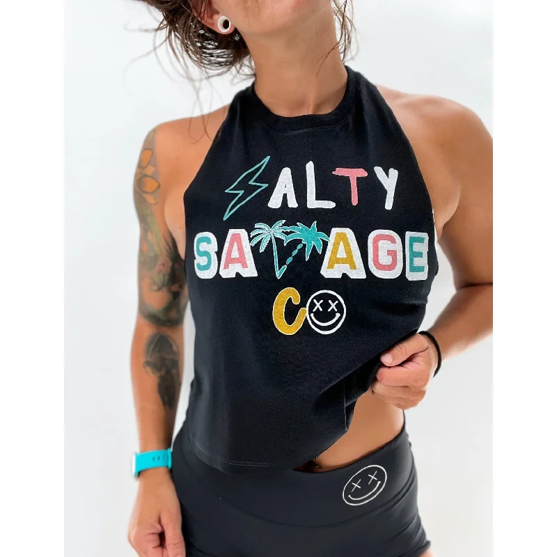 Ladies "90's Logo" Flowy Crop Tank | Summer Beach Edition essential tank top