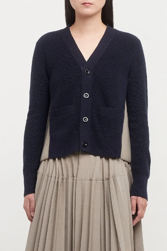 Sacai Suiting Bonding x Cotton Cashmere Knit Cardigan Slim Fit Regular Fit Oversized
