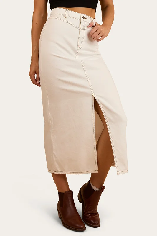 Christa Womens Midi Skirt - Off White corduroy skirt cozy