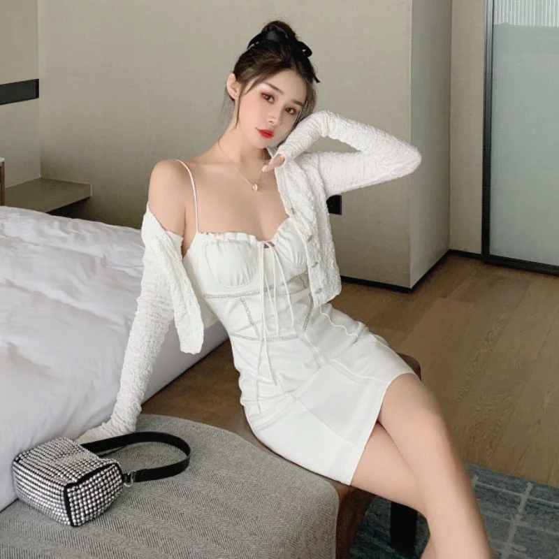Bodycon Diamond Strap Mini Dress Short Long Sleeve Cardigan Solid Color Striped Floral Print Bodycon Diamond Strap Mini Dress Short Long Sleeve Cardigan Solid Color Striped Floral Print