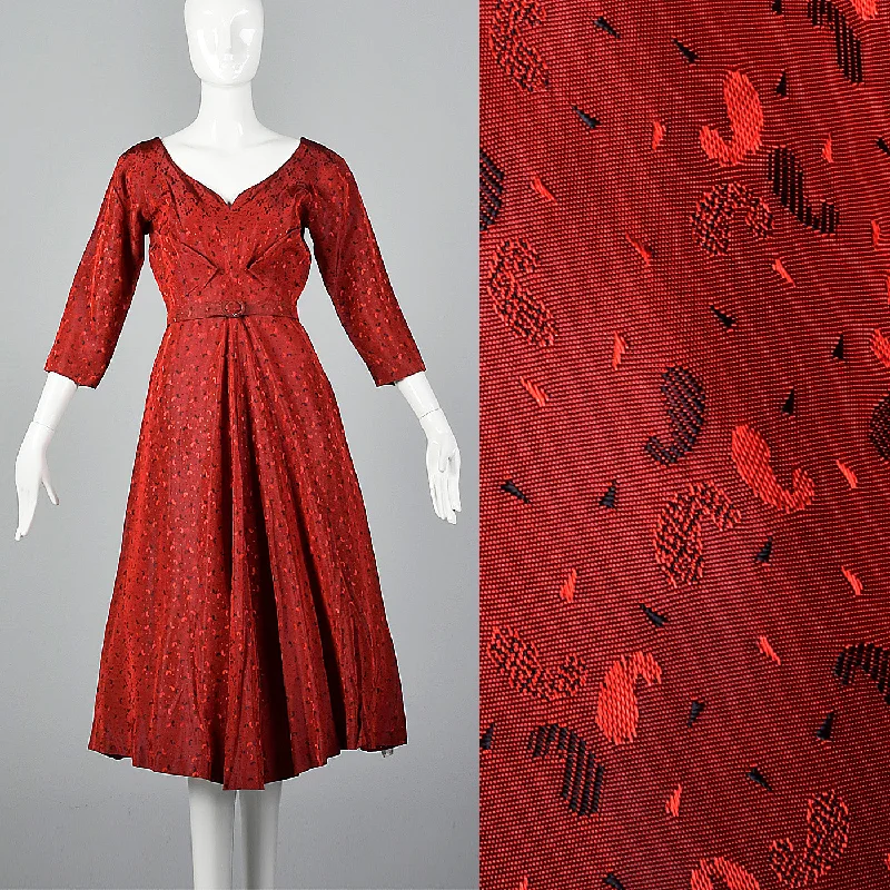 1950s Shiny Red Party Dress Tunics Yoga stretchy