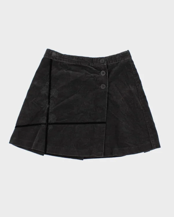 Y2k 00s Corduroy Embroidered Wrap Skirt - XS silk skirt elegant