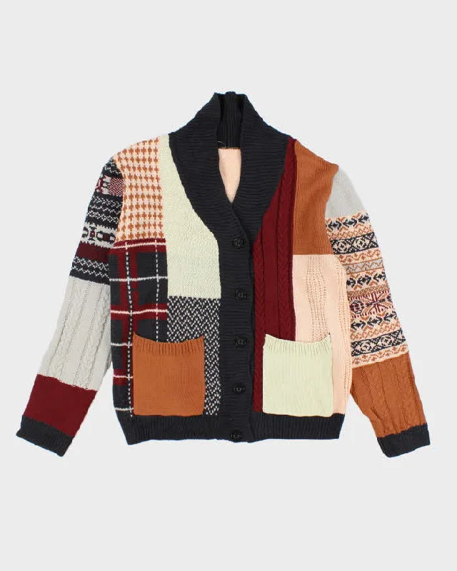 Darling Patchwork Style Cardigan - M Hooded Cardigan Collared Cardigan Shawl Collar