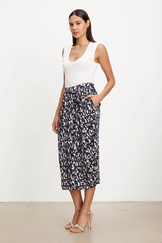 JUNO PRINTED SATIN SKIRT cashmere skirt soft