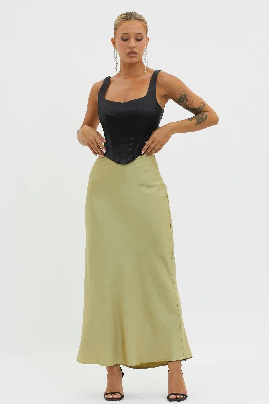 Guiding Light Midi Skirt Light Green denim skirt stylish
