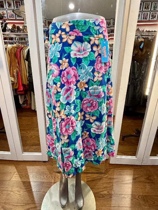 80’s Pink Multicolor Flower Print Wrap Skirt lace skirt romantic