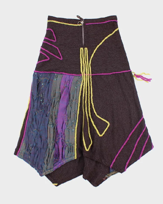Vintage Y2K Below the Knee Patterned Skirt - S denim skirt stylish