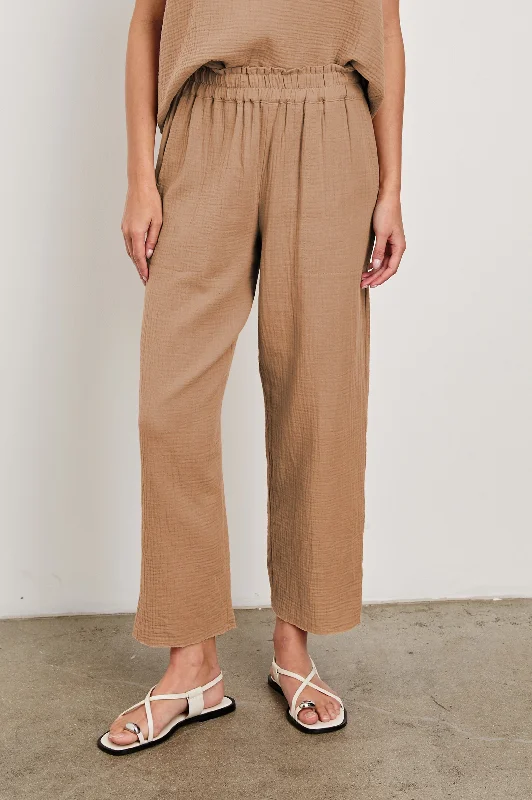 LEON CROP PANT - TAUPE Trendy Wide-Leg Pants