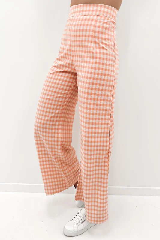 Dorothy Pant Peach Check Soft Stretch Trousers