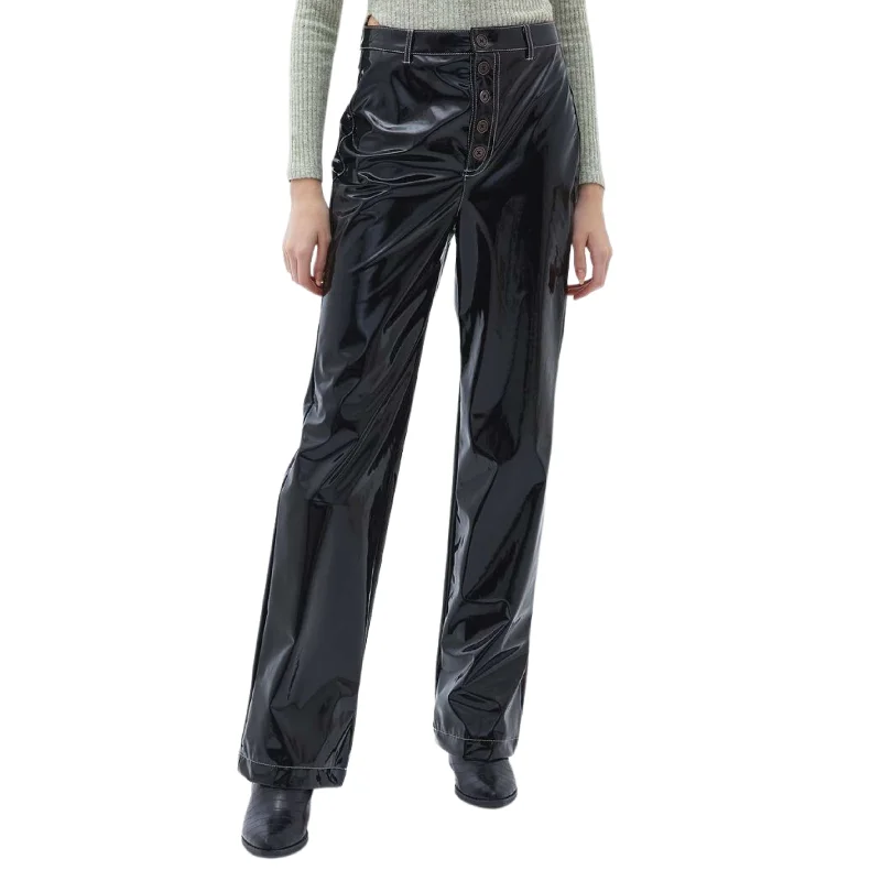OXXO -  High Rise Vegan Leather Straight Fit Pants Lightweight Jogger Pants