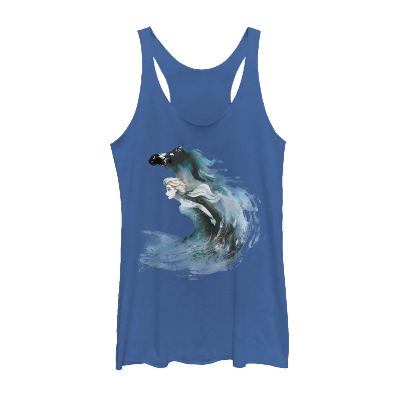 Women's Frozen 2 Elsa Horse Water Spirit Racerback Tank Top soft pink tank