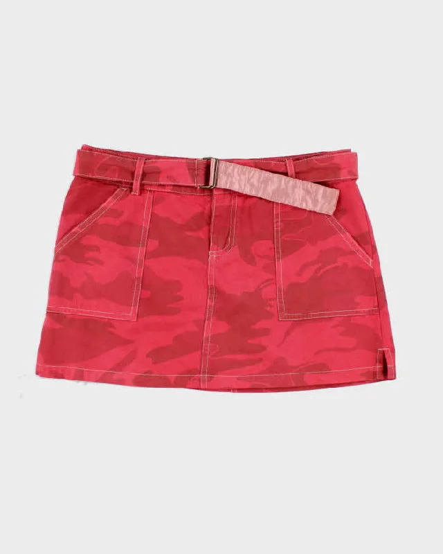 Vintage Y2K Bilabong Pink Camo Mini Skirt - M corduroy skirt textured