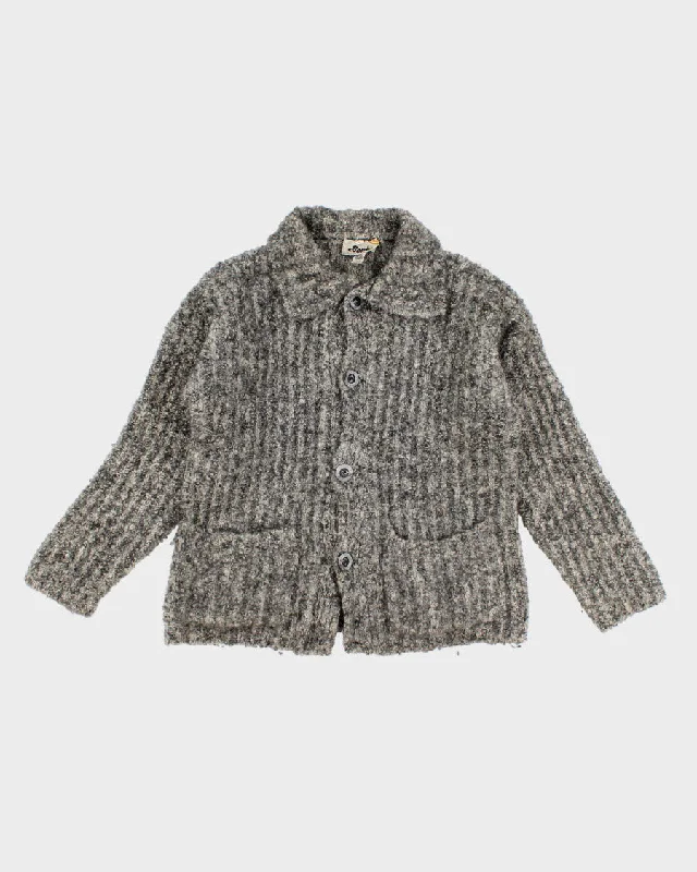 Vintage Thick Wool Cardigan - L/XL Lace Blend Ribbed Blend Corduroy Blend