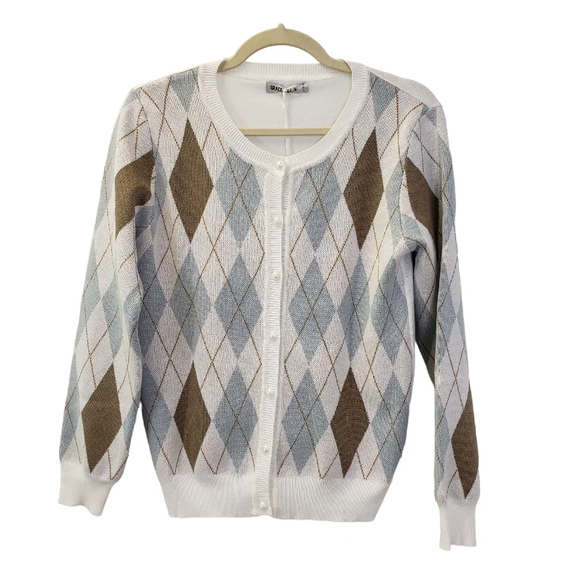 NWT Grace Karin Argyle Print Cardigan Sweater Size Small Rayon Fabric Velvet Fabric Corduroy Fabric