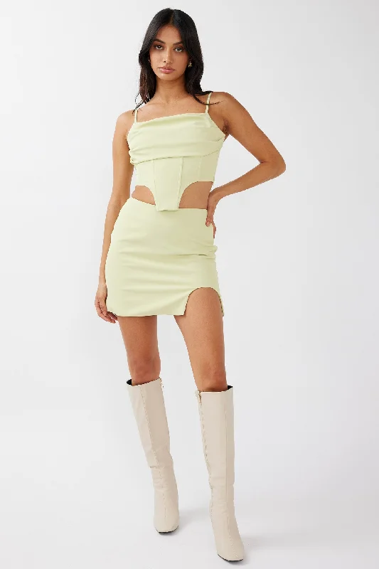 Annika Mini Skirt Pistachio spandex blend skirt