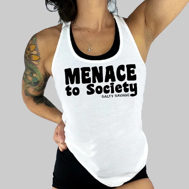 Salty Savage Ladies "Menace to Society" Racerback Tank peach tank top