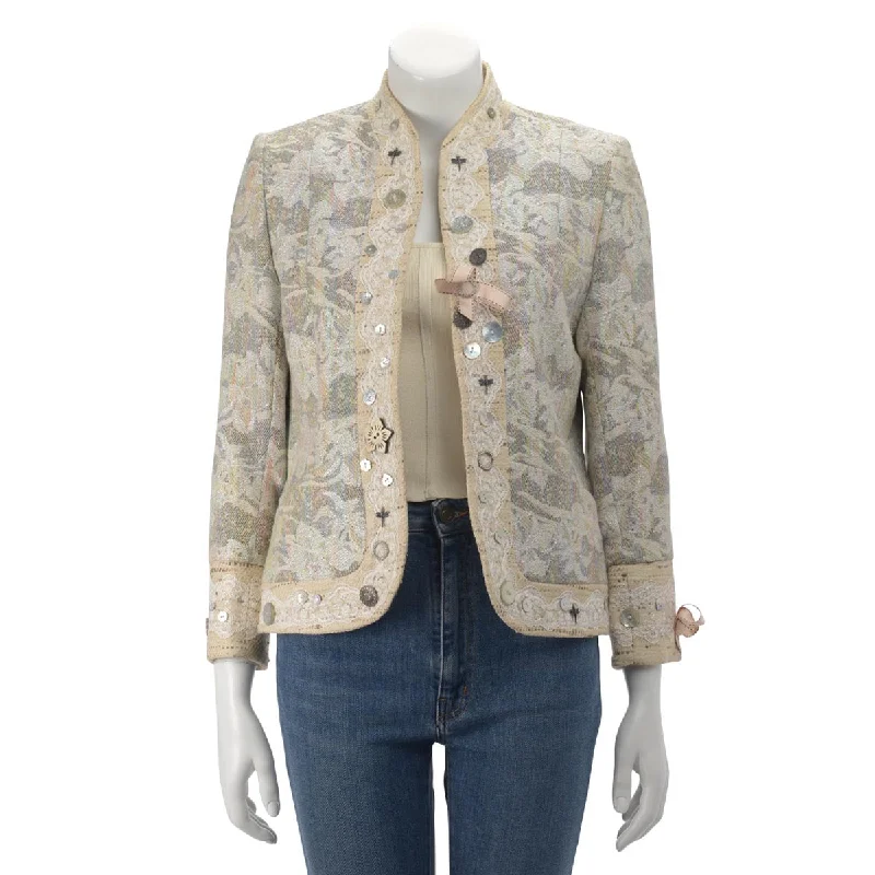 Matthew Williamson Cream Jacquard Edge to Edge Jacket UK 12 Fleece Jacket Down Jacket Feather Jacket Matthew Williamson Cream Jacquard Edge to Edge Jacket UK 12 Fleece Jacket Down Jacket Feather Jacket