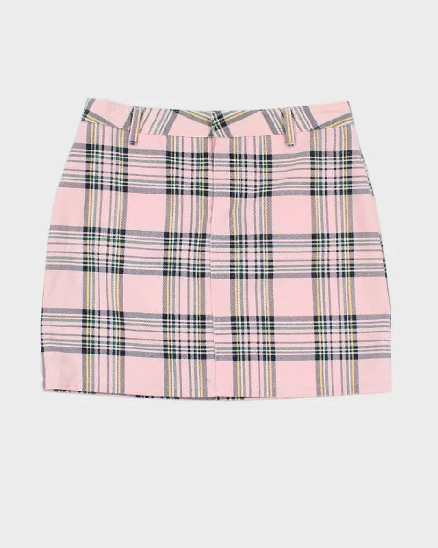 Dickies Pink Check Mini Skirt - M corduroy skirt cozy