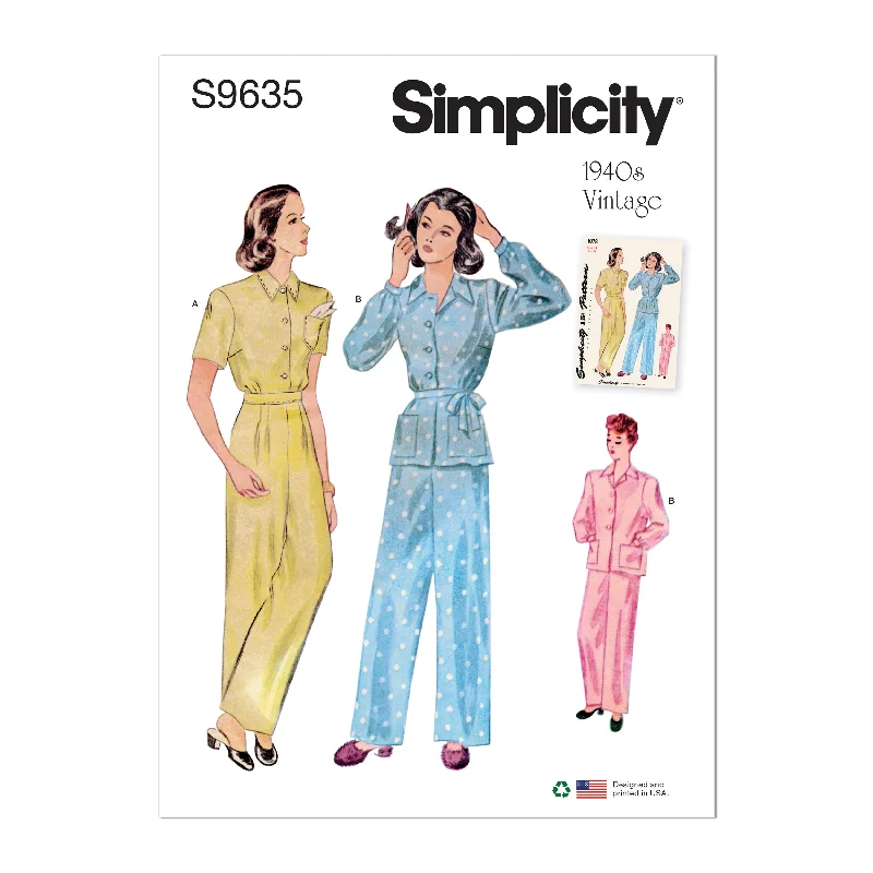 Simplicity Pattern S9635 Misses' Vintage Long Top Pants Modern Skinny Pants