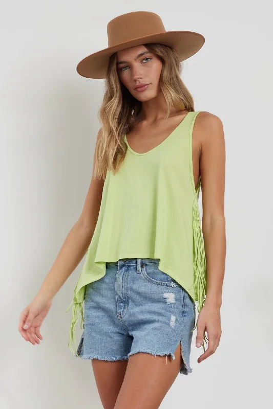 LAYLA FRINGE TANK - (FINAL SALE) metallic tank top