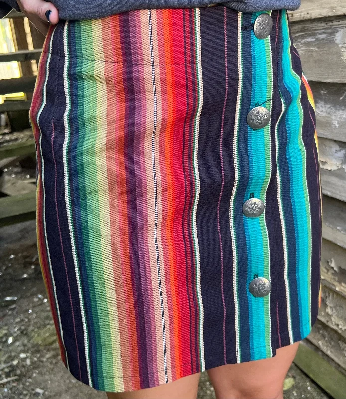 Rhonda Stark Women's Rainbow Serape 4-Button Skirt 501-SRW floral skirt print