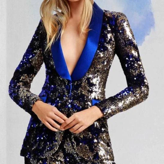 Eleanor Metallic Sequined Classic Pant Suit Casual Lounge Pants
