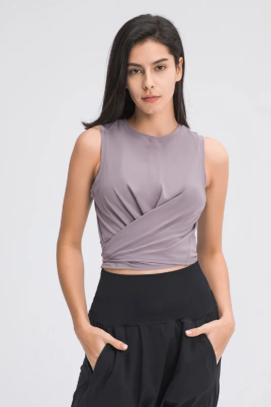 Wrap Front Sports Tank Top silver tank top