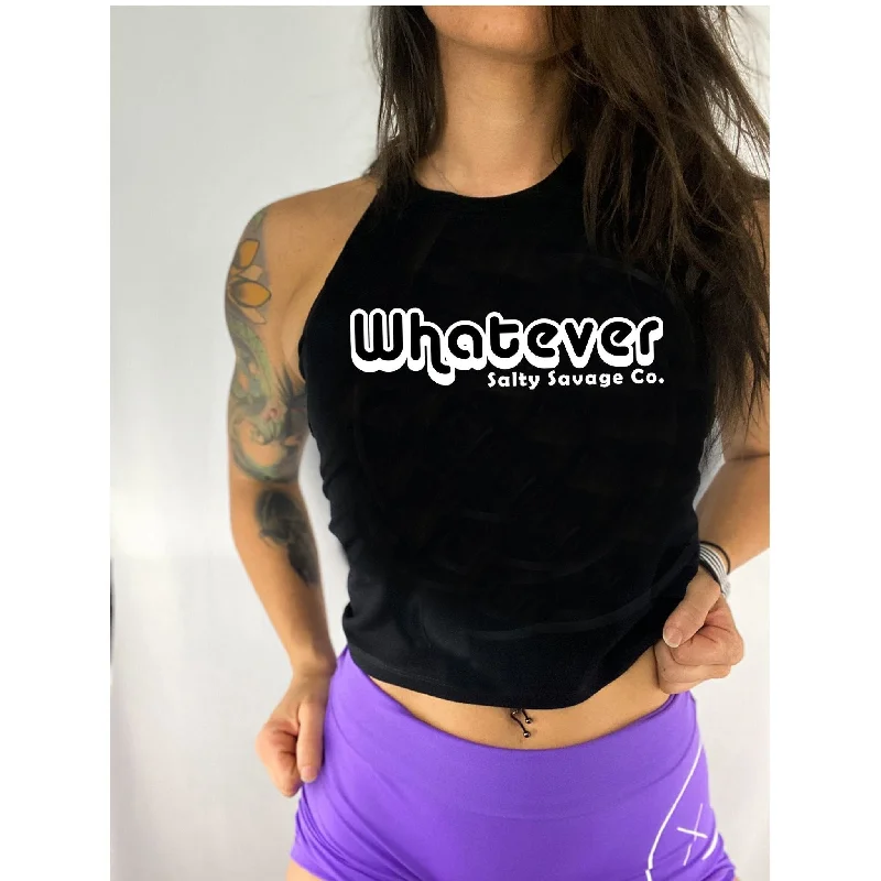 Salty Savage Ladies "Whatever" Flowy Racerback Crop Tank peekaboo tank top