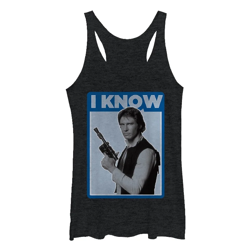 Women's Star Wars Han Solo Quote I Know Racerback Tank Top cotton tank top