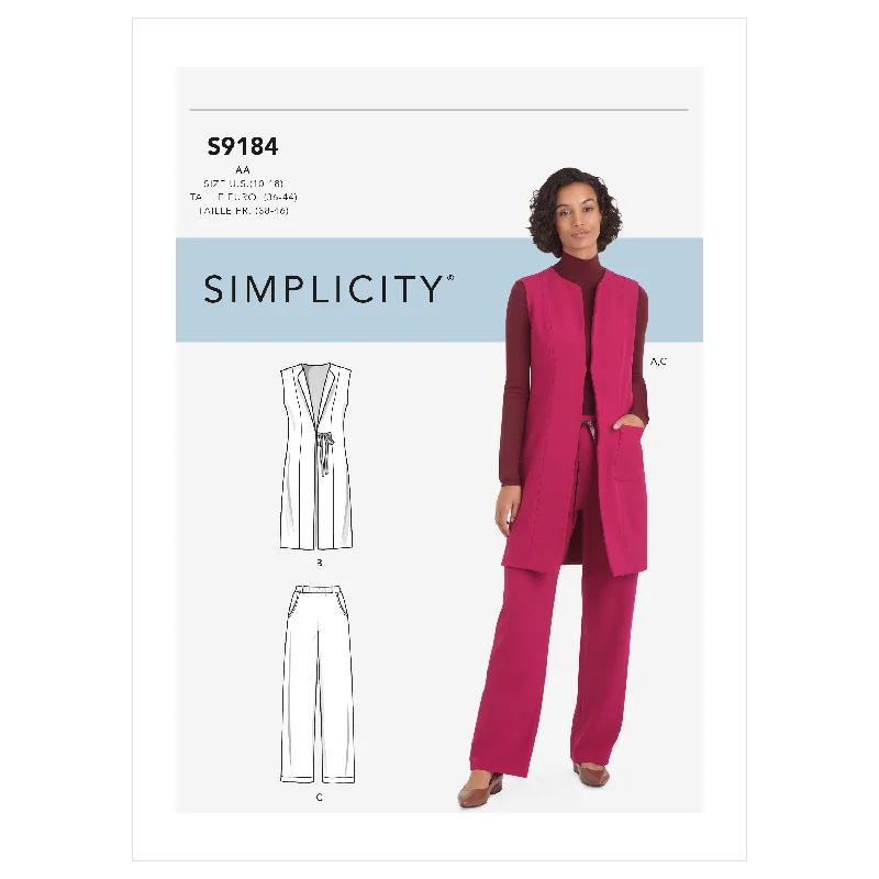Simplicity Pattern S9184 Misses' & Women's Vest & Pants Fashionable Track Pants