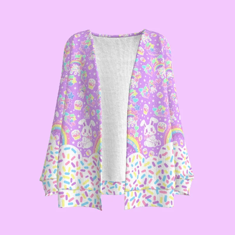 Rainbow Sweets Purple Open Front Cardigan Plaid Cardigan Polka Dot Checkered